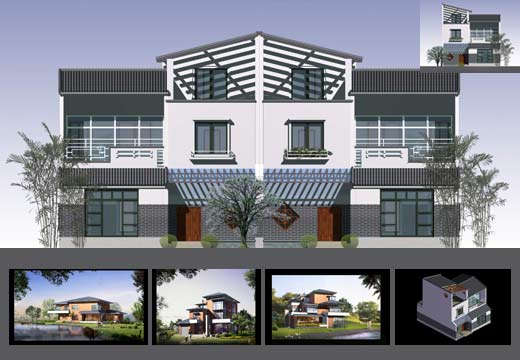 别墅外观效果图 全方位-房屋设计图-中国图纸