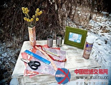 家居装饰DIY 好看的花卉纸包装瓶子