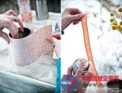 家居装饰DIY 好看的花卉纸包装瓶子