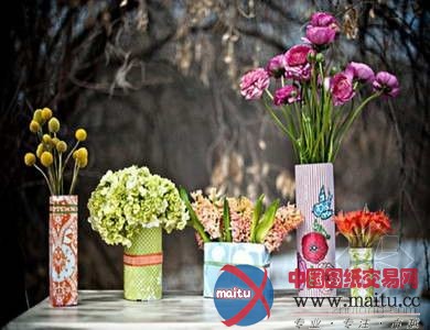 家居装饰DIY 好看的花卉纸包装瓶子