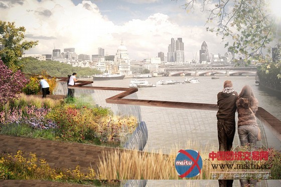 Thomas Heatherwick设计的伦敦泰晤士河上的花园桥