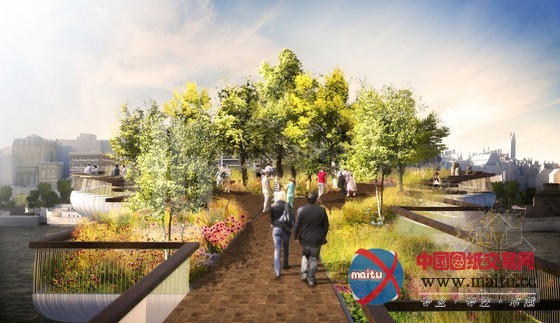 Thomas Heatherwick设计的伦敦泰晤士河上的花园桥