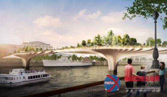 Thomas Heatherwick设计的伦敦泰晤士河上的花园桥