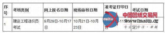 北京2013年造价员考试报名:9月29日-10月17日
