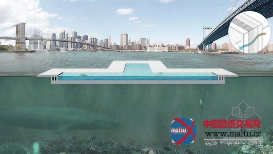 archie等设计的纽约水上漂浮过滤设施+pool