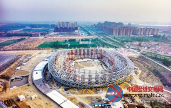 徐州奥体中心钢结构完工 开始室内装修