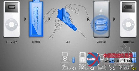 口香糖电池:贴上即可充电
