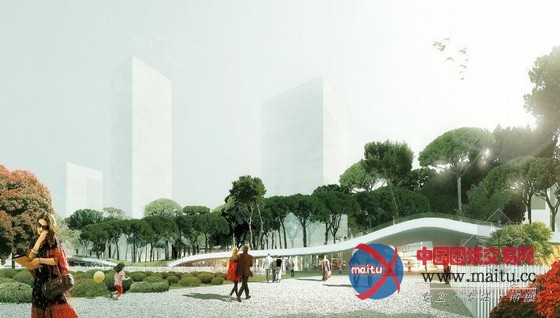 MVRDV设计的巴塞罗那屋顶公园的地下购物中心