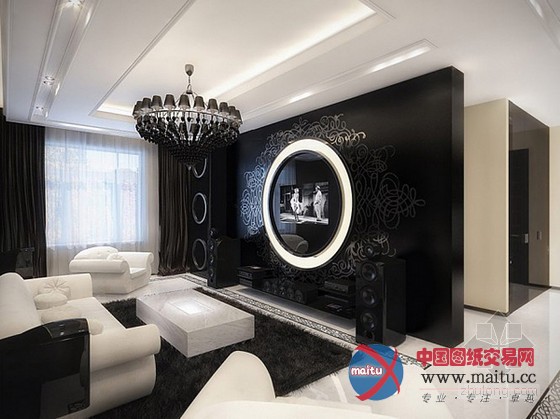 惊艳!现代的华丽的莫斯科黑白复古公寓