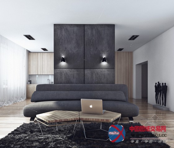 简约时尚的单身公寓 黑白灰塑造绝对不简单的空间