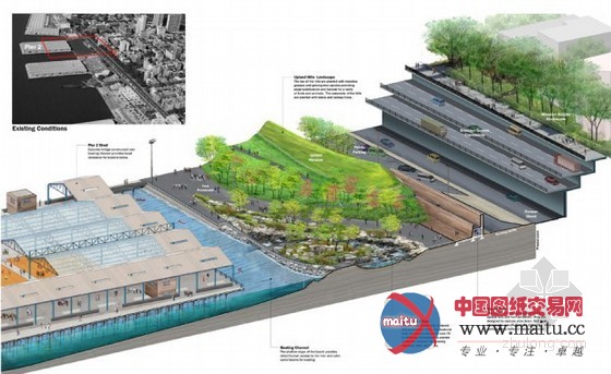 纽约雄伟简单的布鲁克林大桥公园