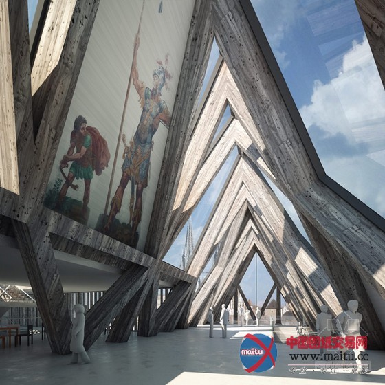 Modo设计的巴伐利亚博物馆木梁支撑方案