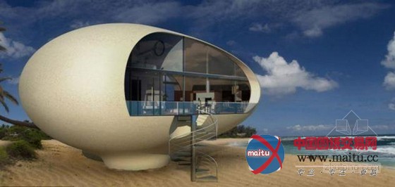 设计师造屋顶发电“蛋形生态房”可浮于水面
