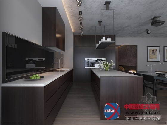 中性风质感的圣彼得堡深色调公寓设计