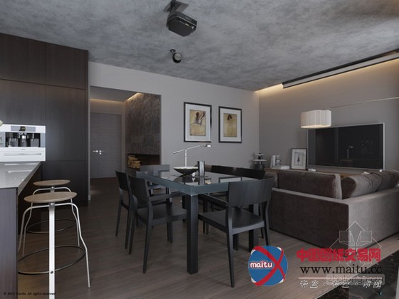 中性风质感的圣彼得堡深色调公寓设计