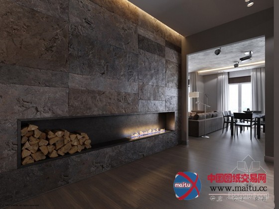 中性风质感的圣彼得堡深色调公寓设计