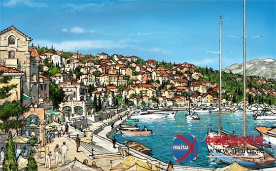 黑山共和国美丽的海湾度假村蓝图