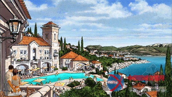 黑山共和国美丽的海湾度假村蓝图