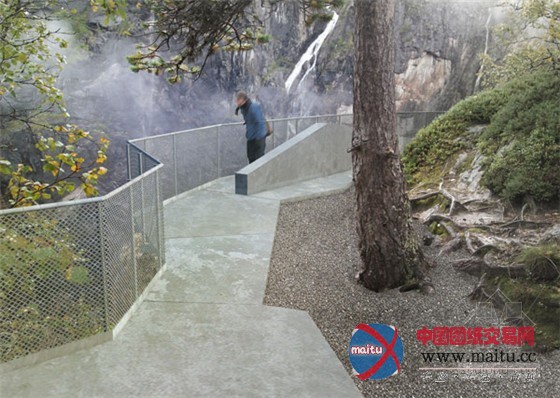 挪威Vøringsfossen高山与悬崖边的瀑布水景