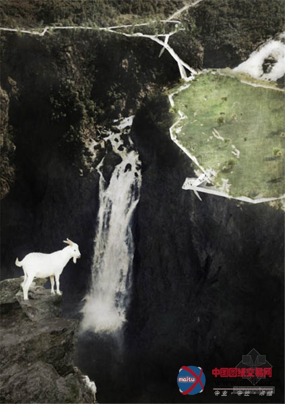 挪威Vøringsfossen高山与悬崖边的瀑布水景