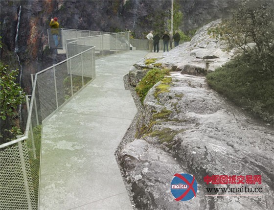 挪威Vøringsfossen高山与悬崖边的瀑布水景