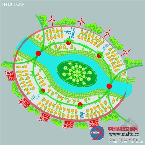 绿色康乐之城——Peter Ruge Architekten设计的中国海南博鳌乐骋可持续发展医疗城规划图