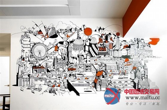 NIKE伦敦总部办公室装修 手工涂鸦十分显眼