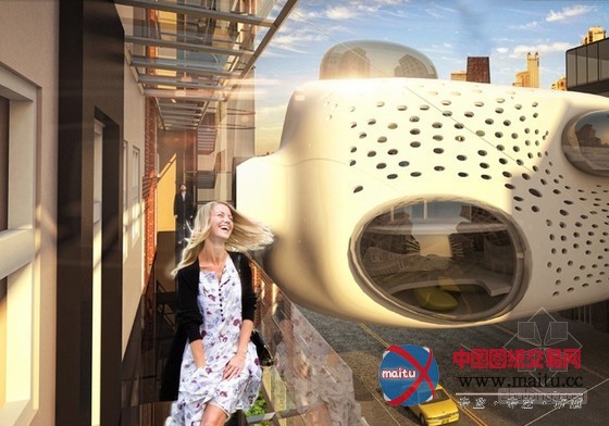 ZA设计的挂在楼宇间的酒店大堂