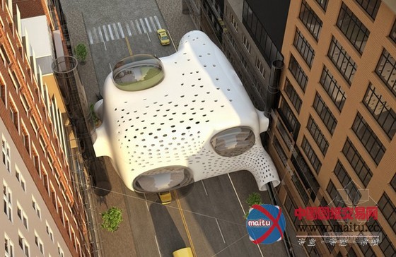 ZA设计的挂在楼宇间的酒店大堂