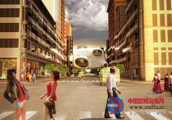 ZA设计的挂在楼宇间的酒店大堂