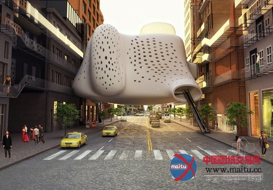 ZA设计的挂在楼宇间的酒店大堂