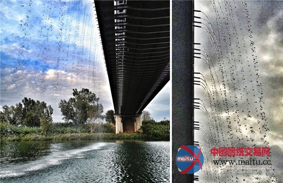 飞流直下的西班牙安波斯塔吊桥瀑布