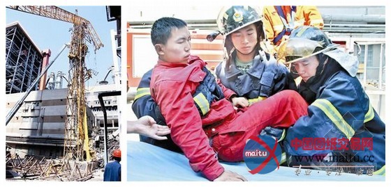 汉川电厂40米高塔吊拦腰坍塌