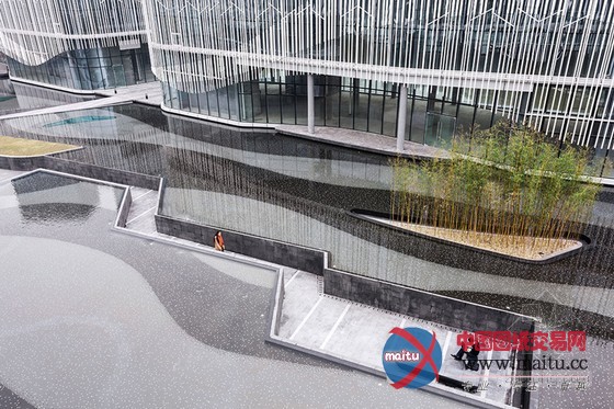 HASSELL设计的环绕棕榈岛水庭院