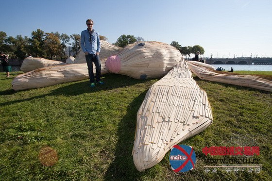 俄罗斯圣彼得堡要塞外的阳光浴大野兔