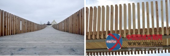 德国巴格里亚池塘上轻盈的张力人行桥