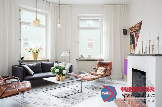 瑞典清新舒适的公寓设计 轻松充满活力