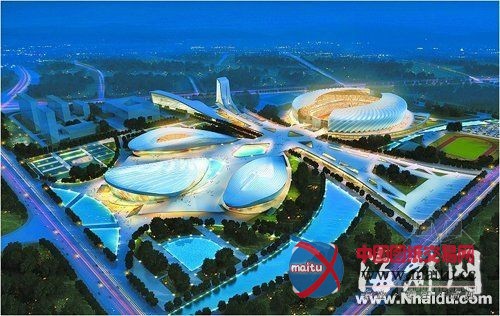 海峡奥体中心“三馆”封顶 “水滴”初步形成