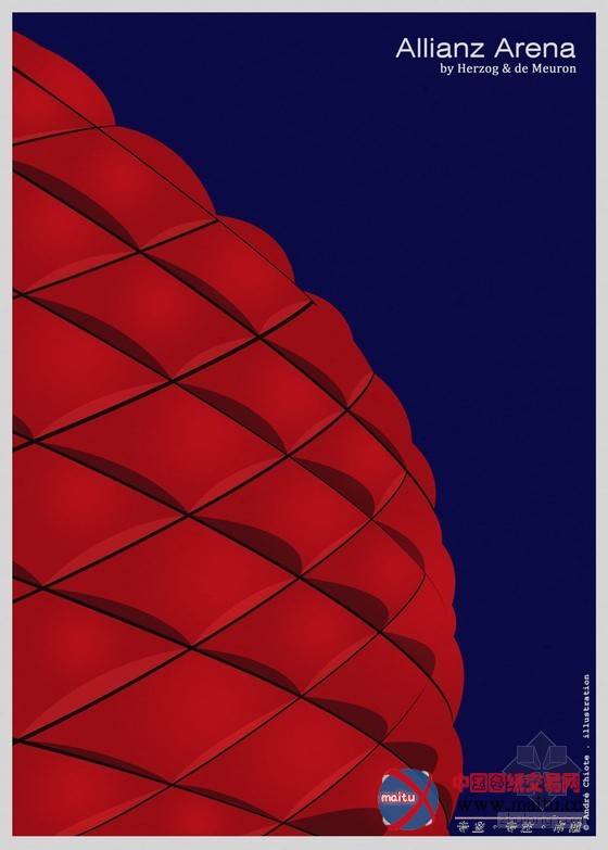 扎哈、赫尔佐格等建筑师的知名作品被绘制成插画纪念