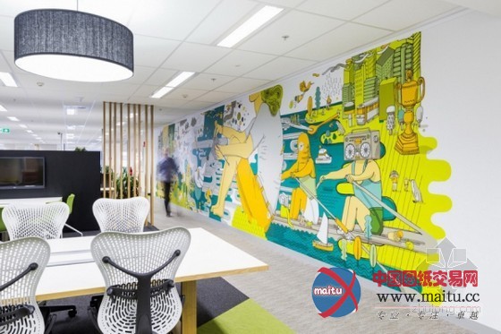 澳大利亚联邦银行办公空间设计 有趣的插画装饰
