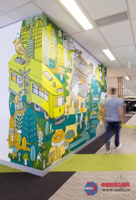 澳大利亚联邦银行办公空间设计 有趣的插画装饰