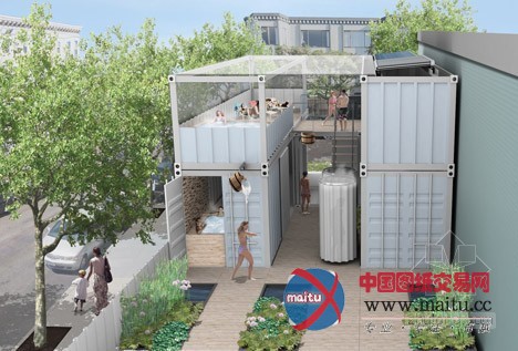 Rebar设计旧金山集装箱改造的环保型城市公共澡堂