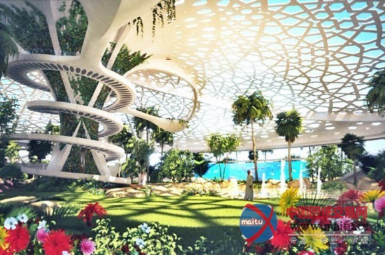 Sanzpont Arquitectura设计的卡塔尔自给式植物园“大自然的宫殿”