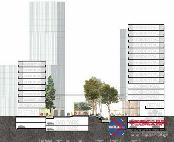 悉尼绿色广场城镇中间公共区域打算设计