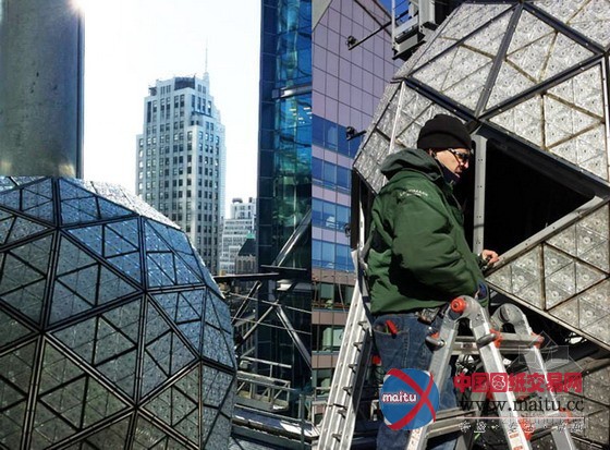 32000多盏LED灯水晶球照亮纽约时代广场