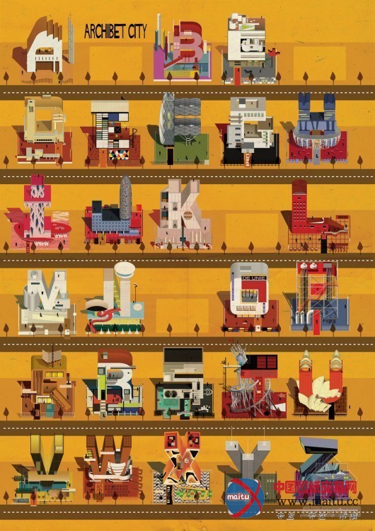Federico Babina设计的“建筑字母城”