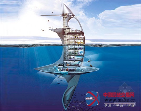 Jacques Rougerie设计的世界第一个垂直海洋船