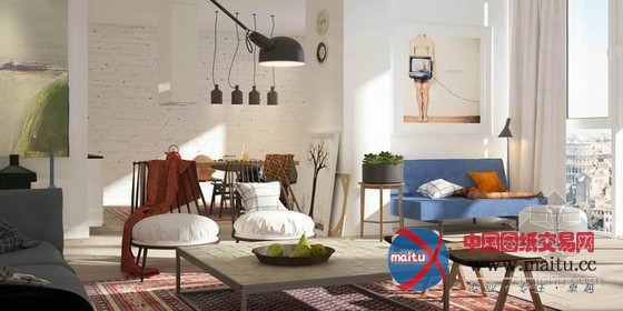 98平米清新简约的家居装饰设计 充满暖意