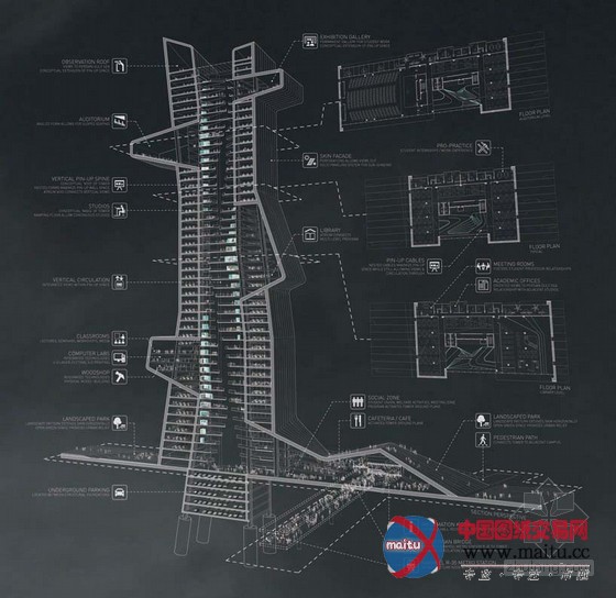 evan shieh + ali chen设计迪拜“蓝胶带”建筑学院