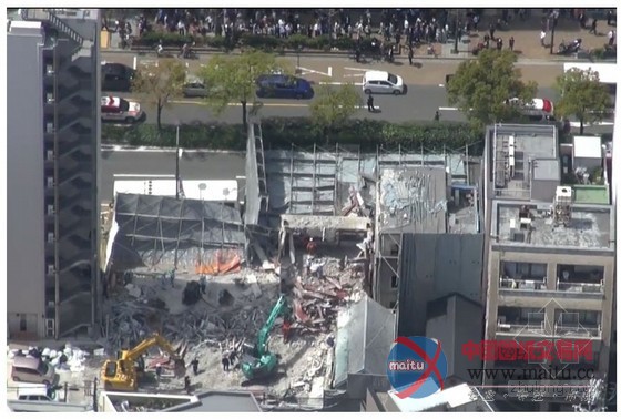 日本神户一高楼施工现场脚手架坍塌致2伤